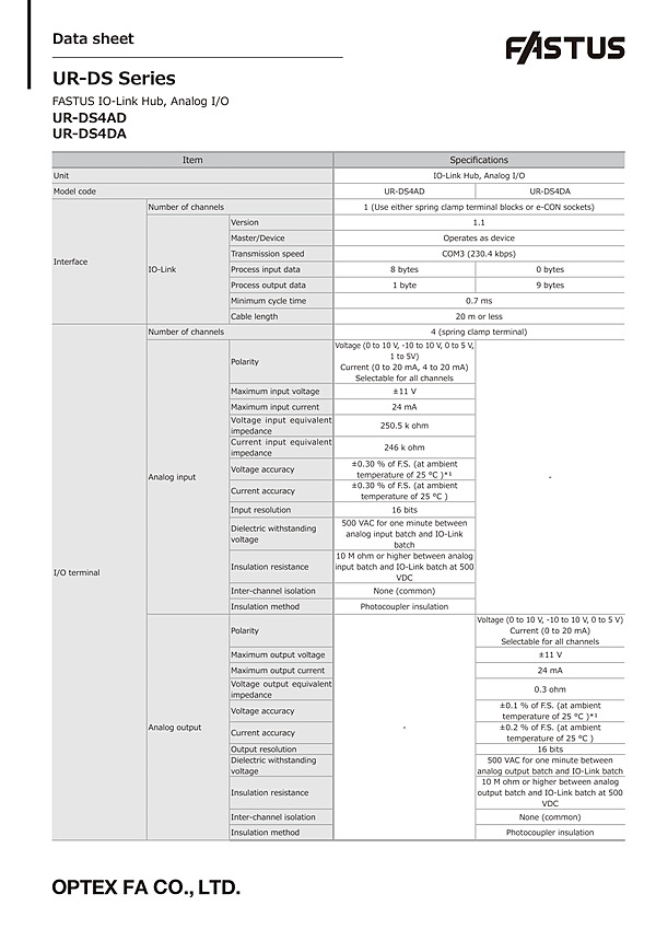 UR-DS4AD_UR-DS4DA / Datasheet EN (PDF)